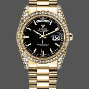 Rolex Day-Date 118388 Black Index Dial 36mm Unisex Watch (w15325863)