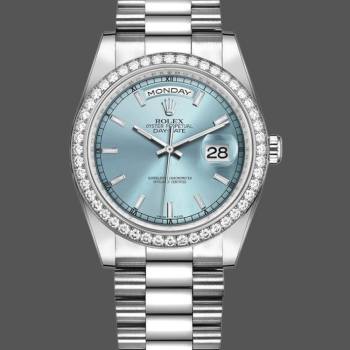 Rolex Day Date 118346 Ice Blue Dial Diamond 36mm Unisex Watch (w15325864)