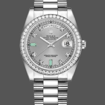 Rolex Day Date 118346 Rhodium Grey Dial 36mm Unisex Watch (w15325866)