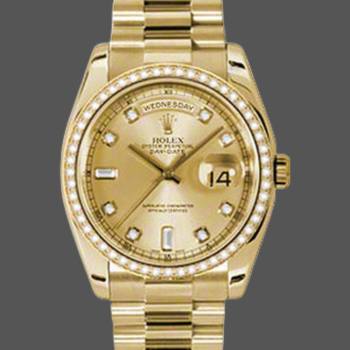 Rolex Day Date 118348 Champagne diamond Dial Yellow Gold 36mm Unisex Watch (w15325867)
