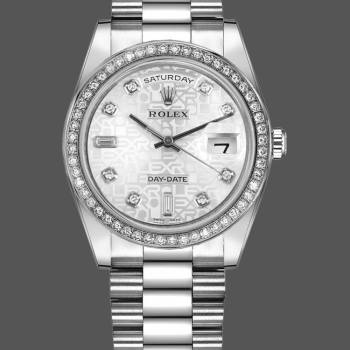 Rolex Day Date 118346 Silver Jubilee Diamond Dial 36mm Unisex Watch (w15325871)