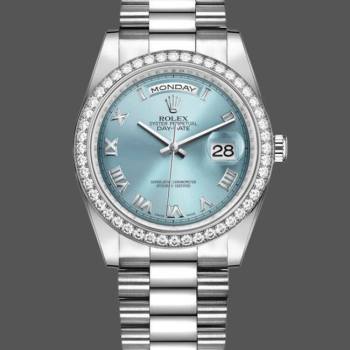Rolex Day Date 118346 Roman Ice Blue Dial 36mm Unisex Watch (w15325872)