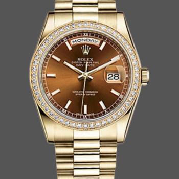 Rolex Day Date 118348 Chocolate Brown Dial Yellow Gold 36mm Unisex Watch (w15325873)