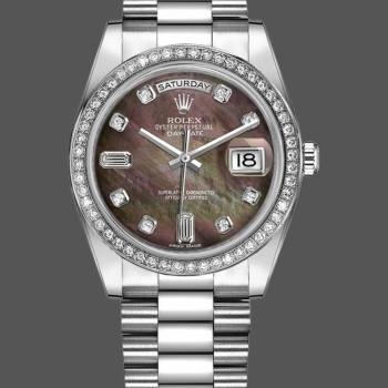 Rolex Day Date 118346 Black MOP Dial Platinum 36mm Unisex Watch (w15325877)
