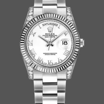 Rolex Day Date 118339 White Gold white Dial Fluted Bezel 36mm Unisex Watch (w15325879)