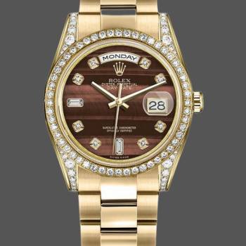Rolex Day-Date 118388 Yellow Gold Bull Eye Brown Dial 36mm Unisex Watch (w15325881)