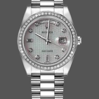 Rolex Day Date 118346 Oxford Motif Diamond Dial 36mm Unisex Watch (w15325884)