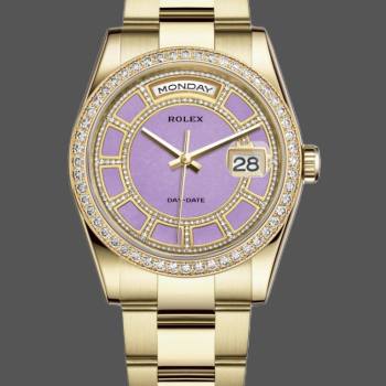 Rolex Day Date 118348 Lavender Jade Carousel Dial Yellow Gold 36mm Unisex Watch (w15325885)