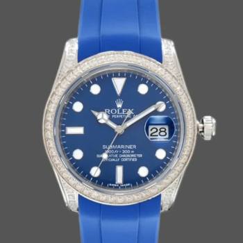 Rolex Submariner 116610 Blue Dial Blue Rubber strap 40mm Mens Watch (w15325887)