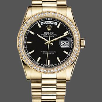 Rolex Day Date 118348 Black Dial 36mm Unisex Watch (w15325891)