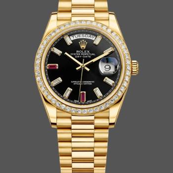 Rolex Day Date 118348 Black Diamond Dial 36mm Unisex Watch (w15325897)