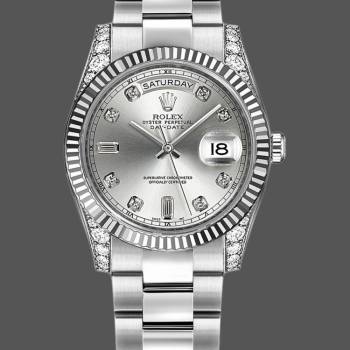 Rolex Day Date 118339 Silver Dial Fluted Bezel 36mm Unisex Watch (w15325903)