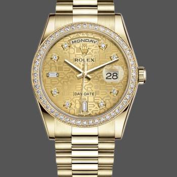Rolex Day Date 118348 Champagne Jubilee Diamond Dial Yellow Gold 36mm Unisex Watch (w15325905)