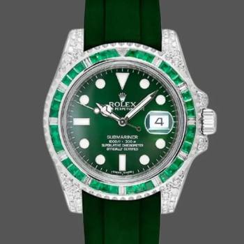 Rolex Submariner 116610 Green Dial Rubber strap 40mm Mens Watch (w15325907)