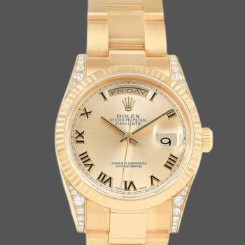 Rolex Day-Date 118338 Yellow gold Champagne Dial Roman Numerals 36mm Unisex Watch (w15325909)