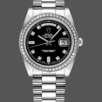 Rolex Day Date 118346 Black Diamonds Dial 36mm Unisex Watch (w15325911)