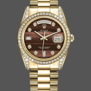 Rolex Day-Date 118388 Bull Eye Brown Dial 36mm Unisex Watch (w15325925)