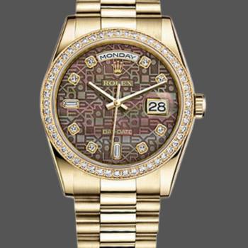Rolex Day Date 118348 Black MOP Dial Yellow Gold 36mm Unisex Watch (w15325927)