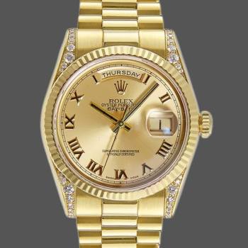 Rolex Day-Date 118338 Champagne Dial Roman Numerals 36mm Unisex Watch (w15325932)