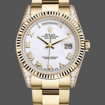 Rolex Day-Date 118338 White Roman Dial 36mm Unisex Watch (w15325933)