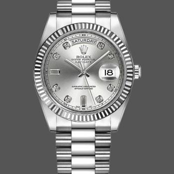 Rolex Day-Date 118239 Silver Diamond Dial 36mm Unisex Watch (w15325934)