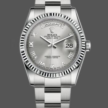 Rolex Day-Date 118239 white gold Silver Roman Numeral 36mm Unisex Watch (w15325938)