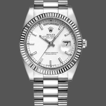 Rolex Day-Date 118239 White Gold White Dial Fluted Bezel 36mm Unisex Watch (w15325940)