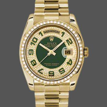 Rolex Day Date 118348 Green Diamond Dial Yellow Gold 36mm Unisex Watch (w15325943)