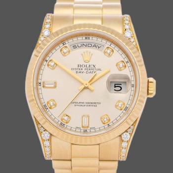 Rolex Day-Date 118338 Yellow gold Silver dial 36mm Unisex Watch (w15325945)