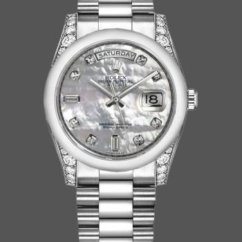 Rolex Day-Date 118296 Platinum MOP White Dial Diamond 36mm Unisex Watch (w15325952)