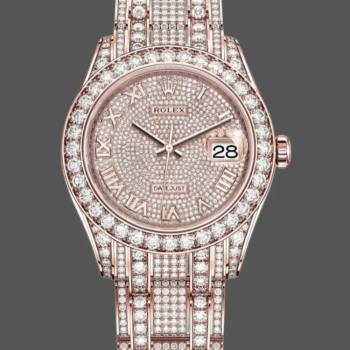Rolex Pearlmaster 86405RBR Everose Gold Paved Diamond dial 39mm Mens Watch (w15325957)