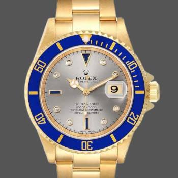 Rolex Submariner 16618 Serti Dial Blue Bezel 40mm Mens Watch (w15325962)