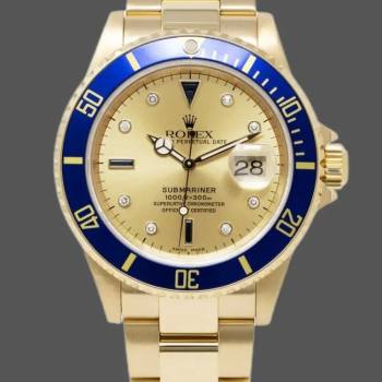 Rolex Submariner 16618 Yellow Gold Champagne Dial 40mm Mens Watch (w15325963)