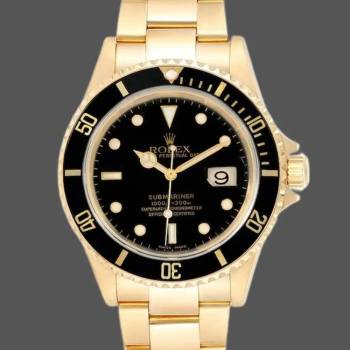 Rolex Submariner 16618 Yellow Gold Black Dial 40mm Mens Watch (w15325966)