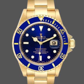 Rolex Submariner 16618 Yellow Gold Blue Dial 40mm Mens Watch (w15325968)