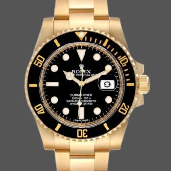 Rolex Submariner 116618 Yellow Gold Black Dial 40mm Mens Watch (w15325974)