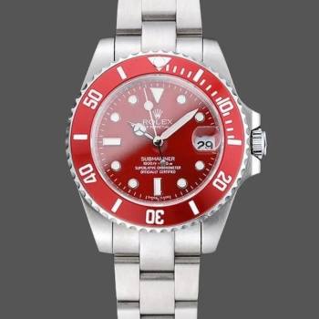 Rolex Submariner 16610 Stainless Steel Refinished Red Dial 40mm Mens Watch (w15325992)