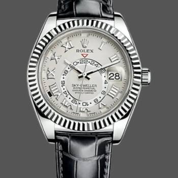 Rolex Sky-Dweller 326139 Ivory Roman Dial Leather Strap 42MM Mens Watch (w15326002)