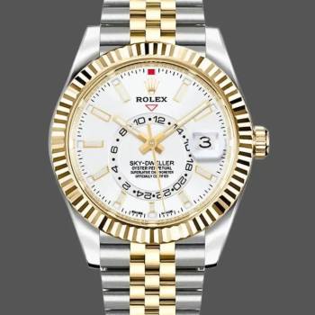 Rolex Sky-Dweller 326933 Stainless Steel Yellow Gold White Dial 42MM Mens Watch (w15326011)