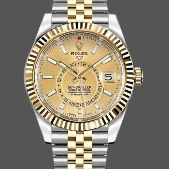 Rolex Sky-Dweller 326933 Stainless Steel Yellow Gold Champagne Dial 42MM Mens Watch (w15326018)