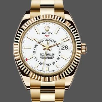Rolex Sky-Dweller 326938 Yellow Gold White Dial 42mm Mens Watch (w15326024)