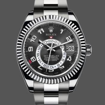 Rolex Sky-Dweller 326939 Fluted Bezel Black Dial 42MM Mens Watch (w15326027)