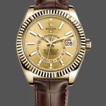 Rolex Sky-Dweller 326138 Champagne Dial Yellow Gold 42MM Mens Watch (w15326035)