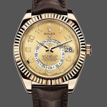 Rolex Sky-Dweller 326138 Champagne Arabic Dial Yellow Gold 42MM Mens Watch (w15326036)