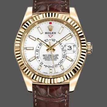 Rolex Sky-Dweller 326138 White Dial Yellow Gold 42MM Mens Watch (w15326043)