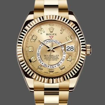 Rolex Sky-Dweller 326938 Yellow Gold Champagne Arabic Dial 42mm Mens Watch (w15326051)