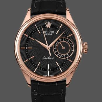 Rolex Cellini Date 50515 Rose Gold Black Index Dial 39mm Mens Watch (w15326058)
