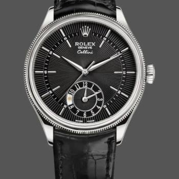 Rolex Cellini Dual Time 50529 Black Guilloche Dial 39mm Mens Watch (w15326059)