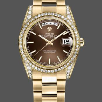 Rolex Day-Date 118388 Chocolate Brown Dial 36MM Unisex Watch (w15326060)