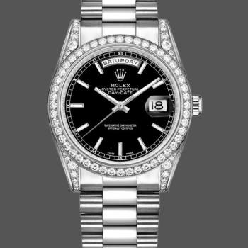 Rolex Day-Date 118389 White Gold Black Index Dial 36MM Unisex Watch (w15326068)